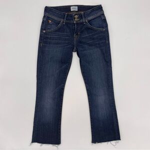 Hudson Jeans DIY Cropped Capri Women Size 24 Raw Hem Blue Dark Wash Beth Midrise